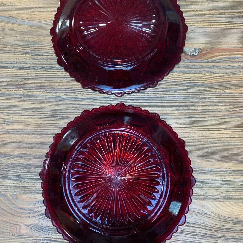 Avon Vintage Cape Cod Ruby Red Decorative Plate with Intricate Patterns